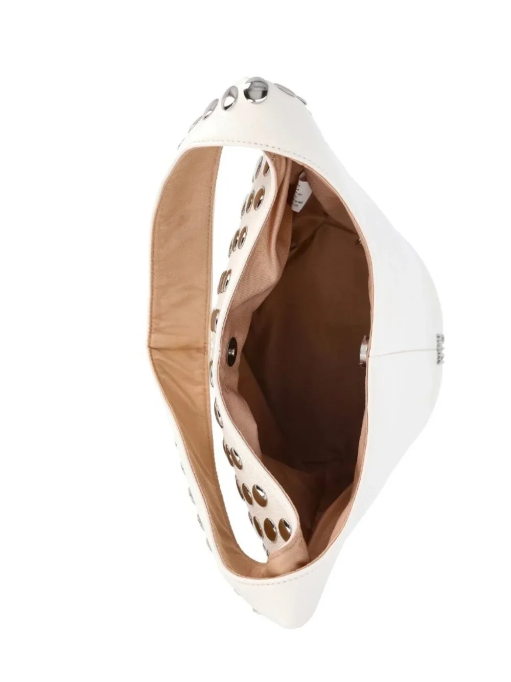 Madden NYC White Studded Hobo Shoulder Bag Faux Leather Silver Studs NWT